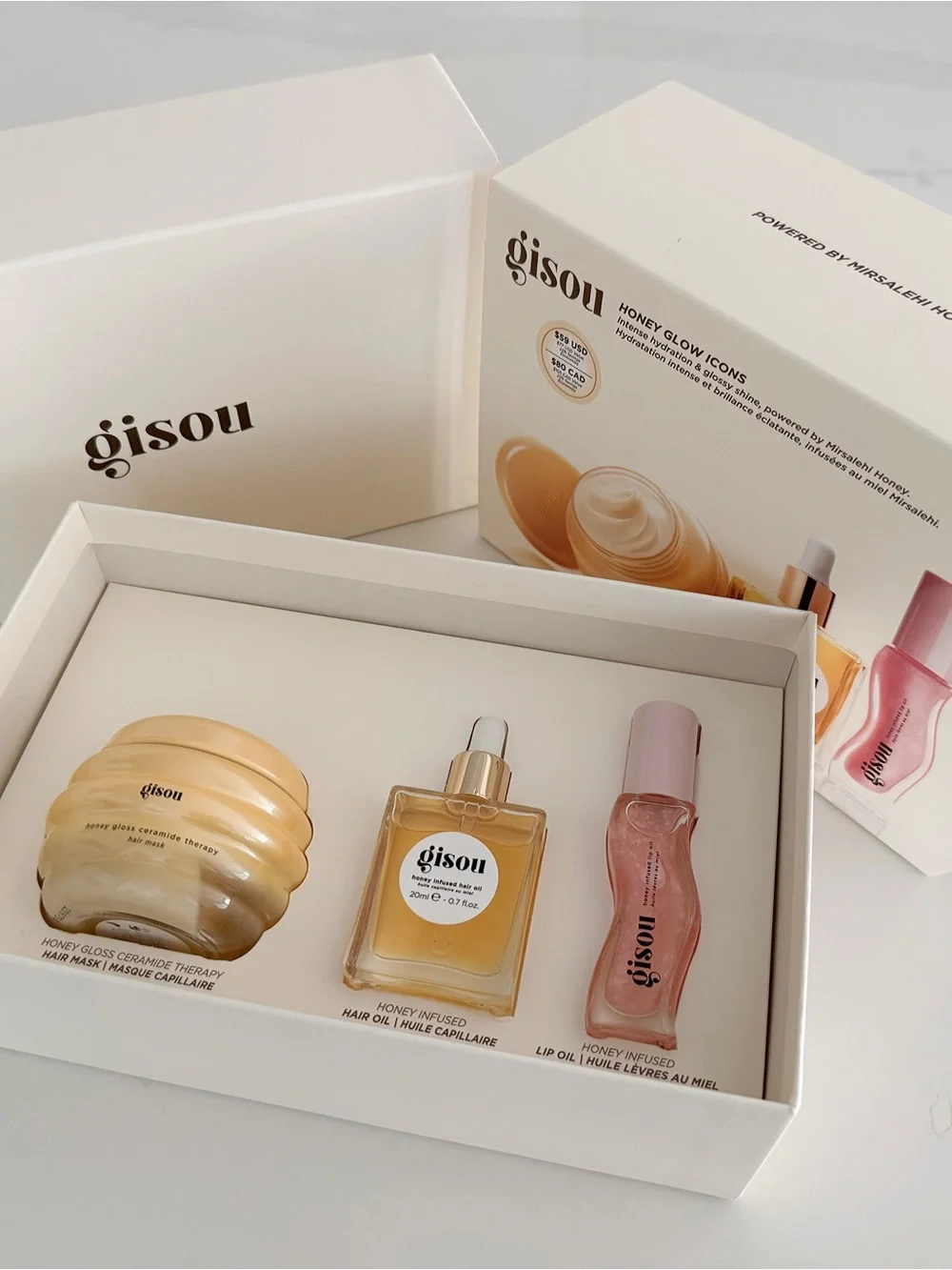 Gisou Honey Glow Icons Hair Treatment Set — Cream & Pink